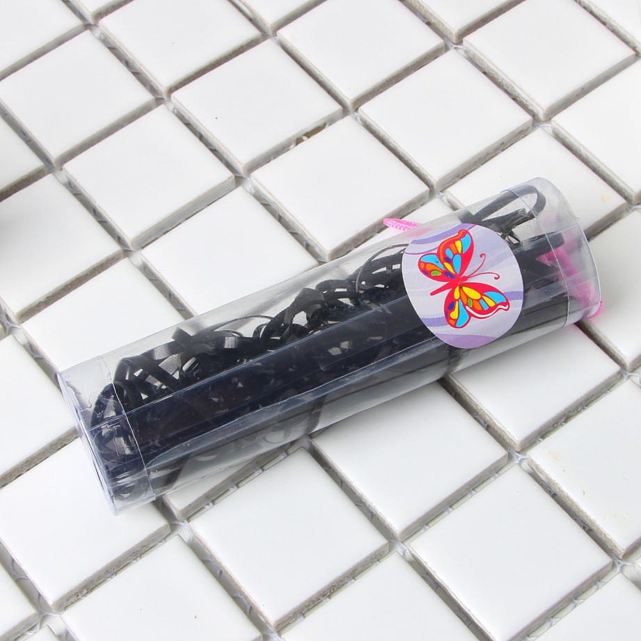 OSM - K837 (1 TONG) Ikat Rambut Warni Polos / Karet Rambut / Kuncir Rambut / Hairband-Hitam