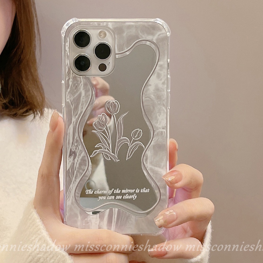 Soft Case TPU Motif Bunga / Daun / Bulan / Cermin Cover IPhone 11 13 12 Pro Max 7 8 Plus XR X XS Max SE 2020