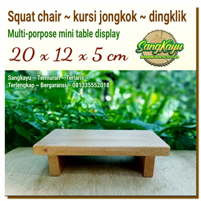 Kursi jongkok kayu dingklik 20x12x5 cm meja kecil rak kayu rak tanaman