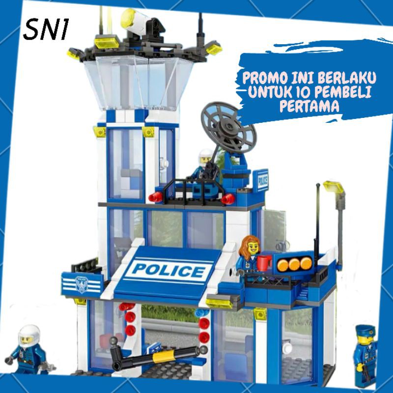 Mainan Anak Cowok Laki Lego Markas Polisi  Police Balok Blok Block Brick susun