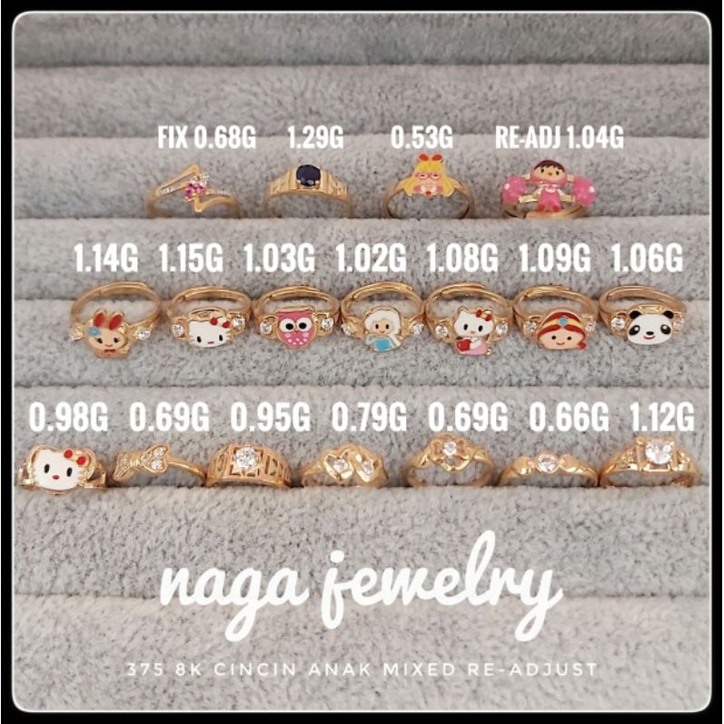Cincin ANAK VARIASI CARACTER-ADJUST EMAS 375