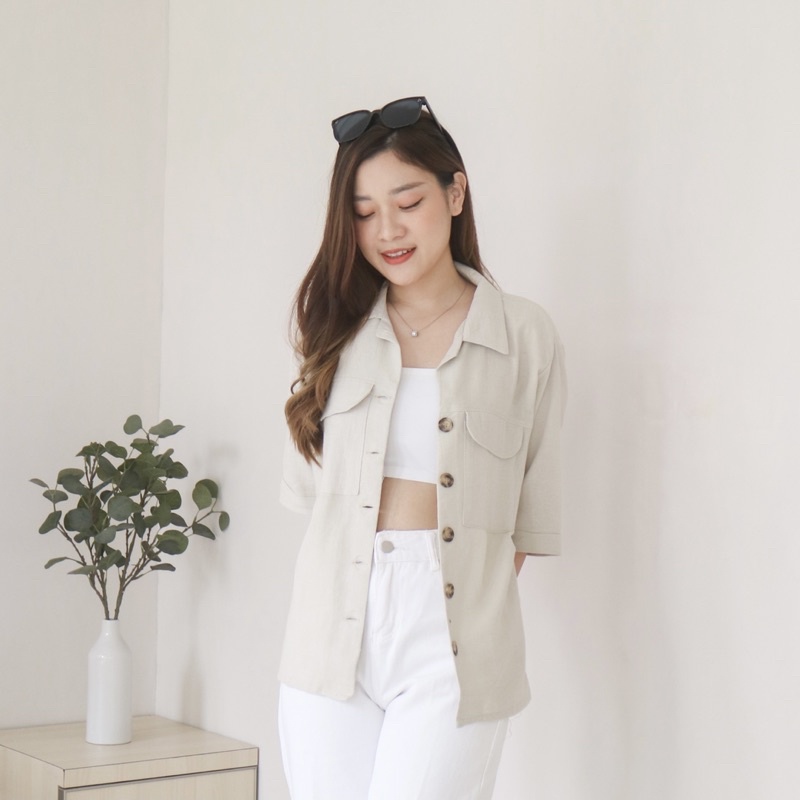 MSMO Somi Oversized Linen Shirt Outer / Atasan Wanita / Kemeja Wanita / Kemeja Linen / Top Wanita / Linen Shirt-4