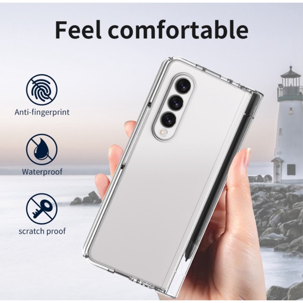 Hard Slim Clear Stylus Hinge Camera Samsung Z FOLD 3 4 5 Cover Casing Case