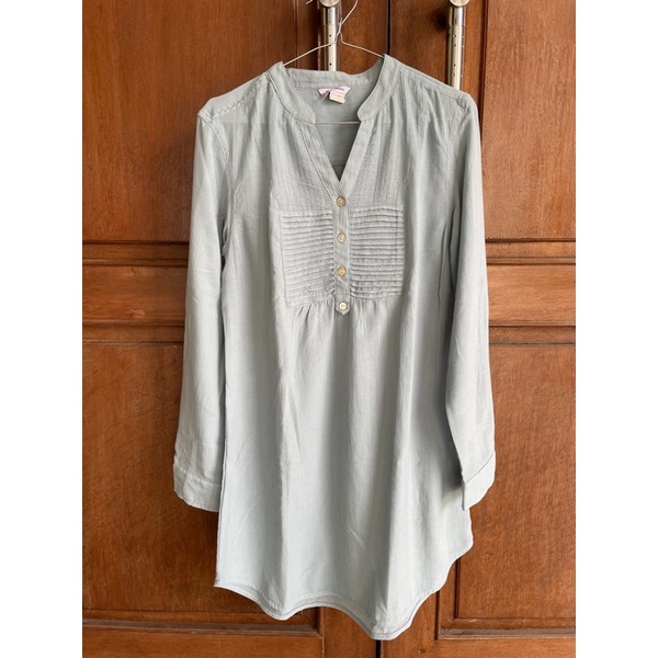 PRELOVED le couture baju atasan polos biru cotton/katun