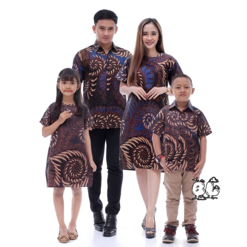 Maura Couple - Sania Ruffle Batik Keluarga Couple Jazy Gamis Syar'i - Gamis Kerah Jazz Motif Puser