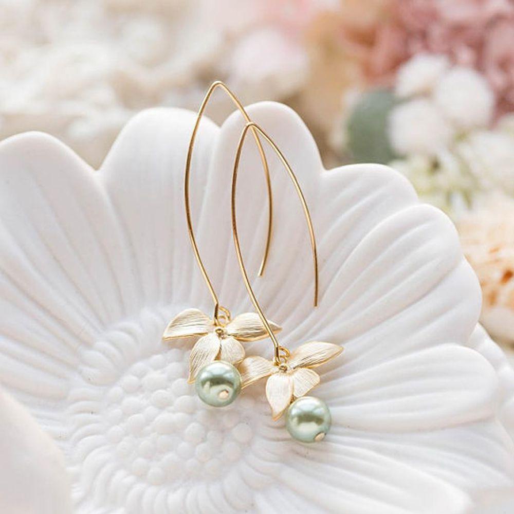 Lily 1pasang Anting Bunga Anggrek Kait Baru Fashion Mutiara