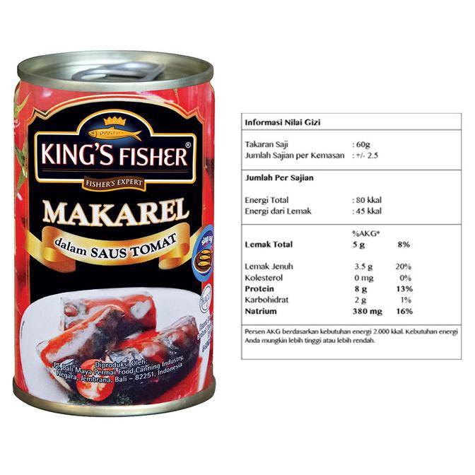 

King's Fisher makarel mini Tomat Makanan Kaleng 155 g kings fisher