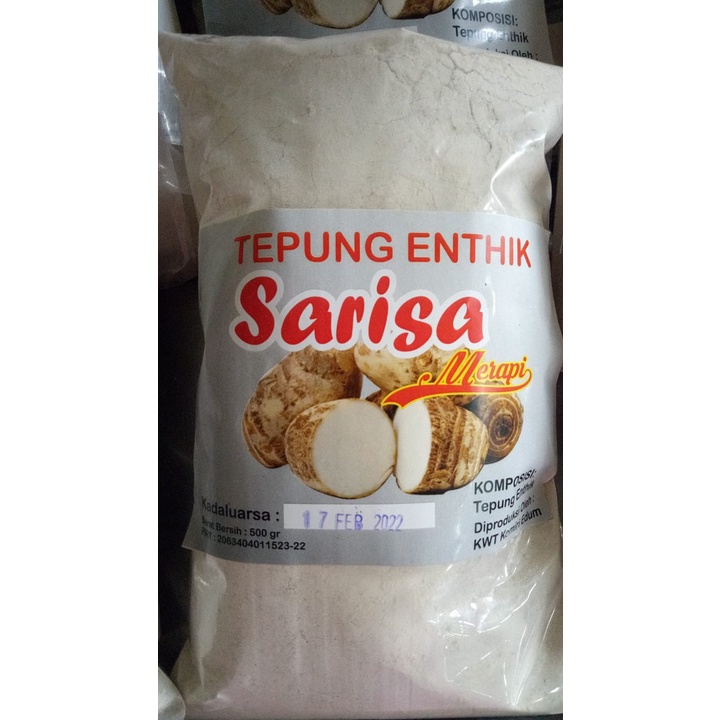 

Tepung Enthik Talas Belitung Kimpul Bentul Asli Yogyakarta 500g | Sarisa Merapi