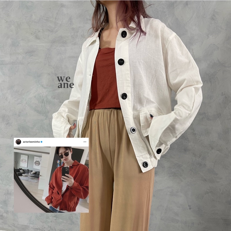 DAMI Bomber Linen Shirt - Atasan Kemeja Bomber Linen Wanita Oversized