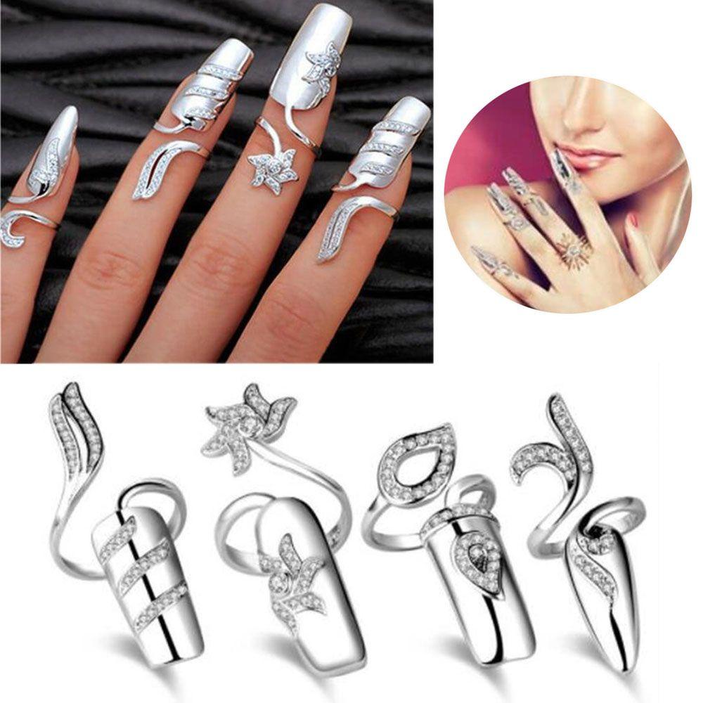 PREVA Nail Ring Charm Accessories Fashion Silver Color Simple Design Fingernail Protective