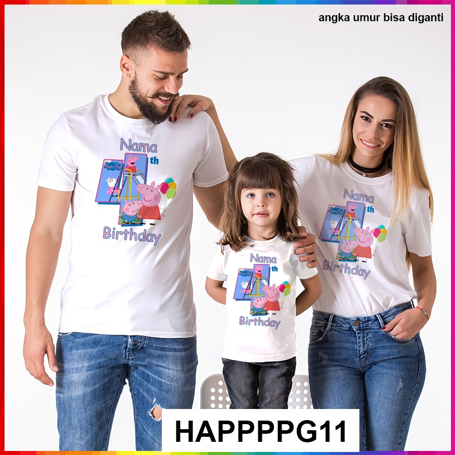 Baju Kaos ANAK DAN DEWASA PEPPAPIG COUPLE (FREE NAMA)