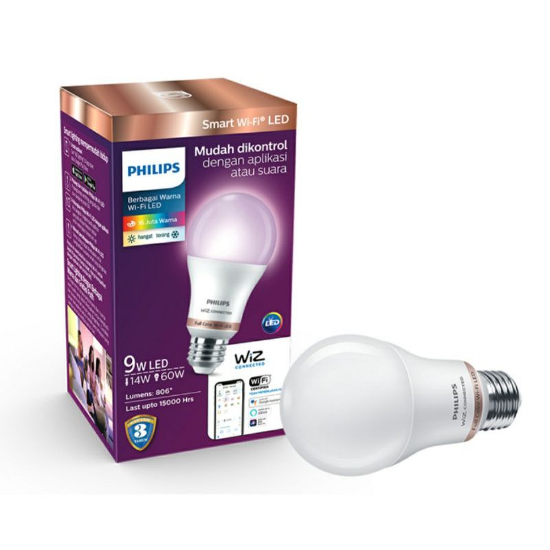 philips Lampu led smart wifi 9W. Color and tunable white (warna). Led wifi 9w philips 16 juta warna