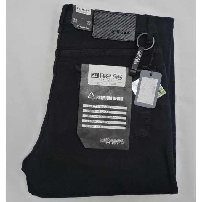 grosir celana jeans pria panjang zg boss black (soft stretch jeans)