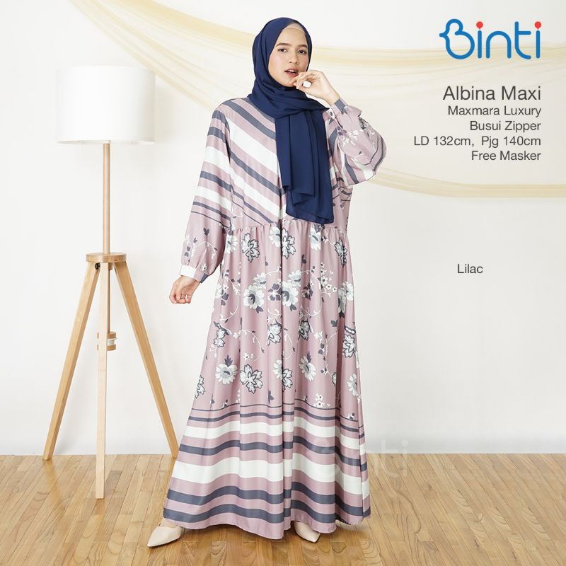 COD ORIGINAL BINTI GAMIS JUMBO ENDA FUNI ALBINA AGREA BUSUI JUMBO BIGSIZE LD 135 FIT XXXL GAMIS MUSLIM BIGSIZE MOTIF BUNGA-Albina lilac