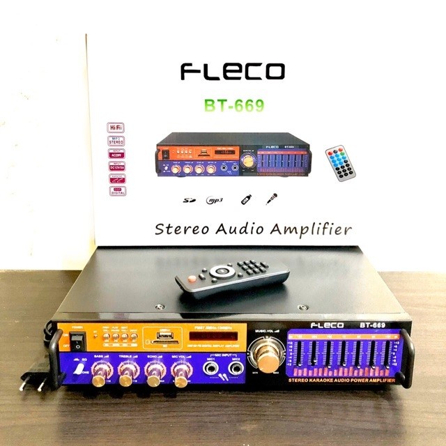 Amplifier FLECO 669 Bluetooth Stereo Karaoke + Mp3 player + FM Radio