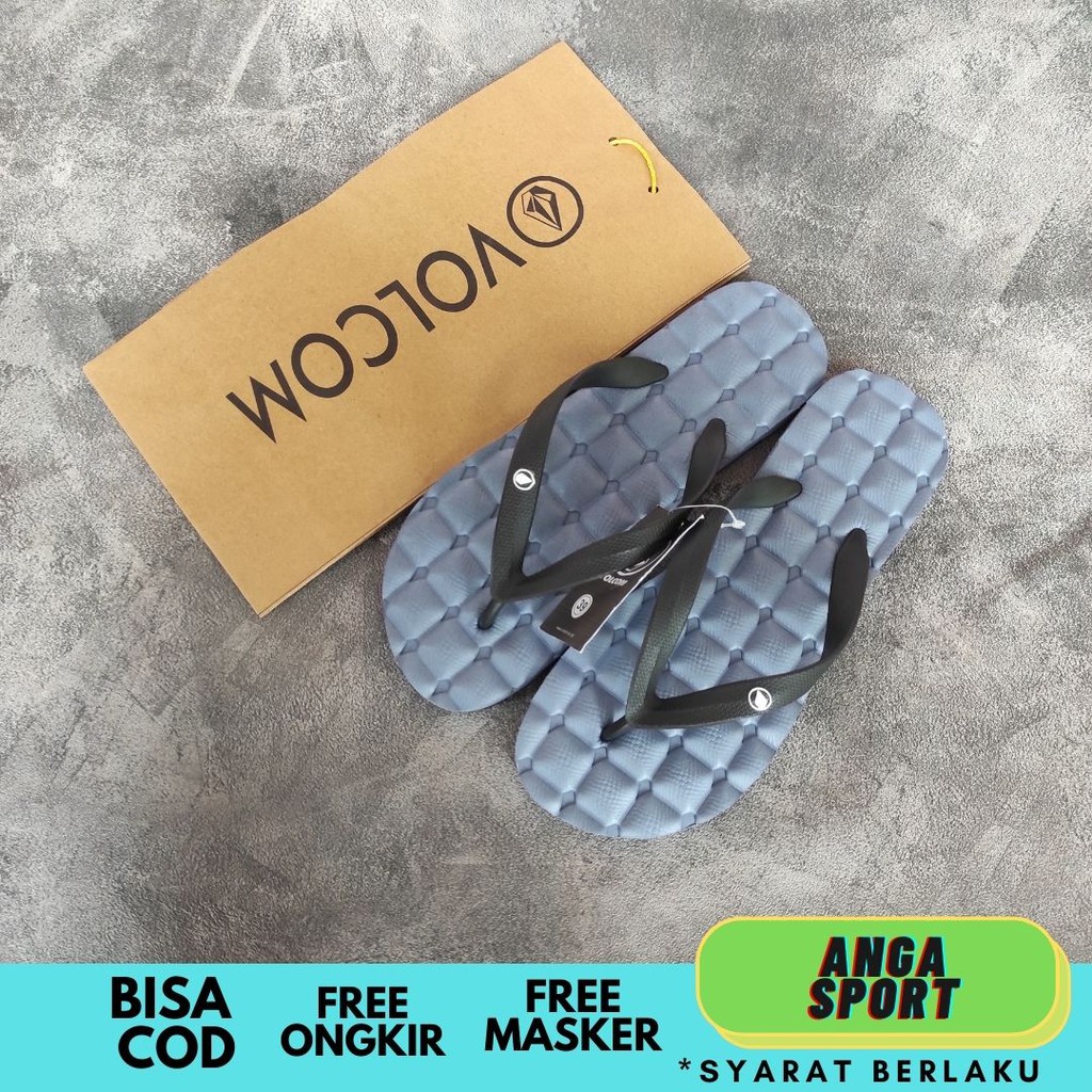 SANDAL PRIA JEPIT VOLCOM /  SANDAL SURFING DISTRO / SENDAL SANTAI COWOK / SANDAL RUMAHAN WARNA BIRU