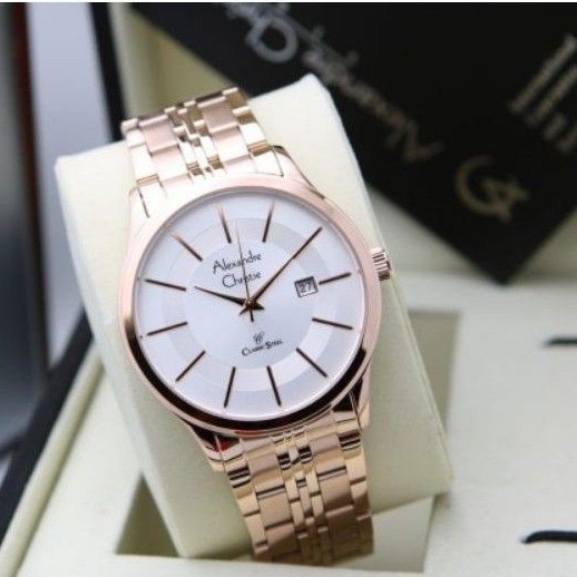 Jam tangan pria Alexandre Christie AC 8348 AC8348 rosegold silver Original