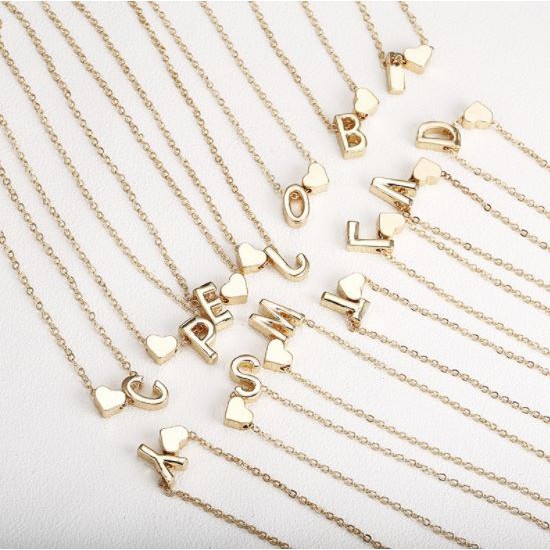 T&amp;Y (HURUF A-M) Kalung Huruf Love Kecil Stainless Aksesoris Fashion Perhiasan Wanita GOLD SILVER