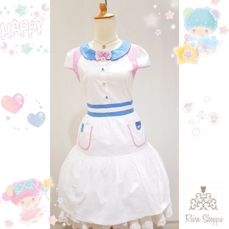 Kawaii White, Pink & Blue Sailor Dress