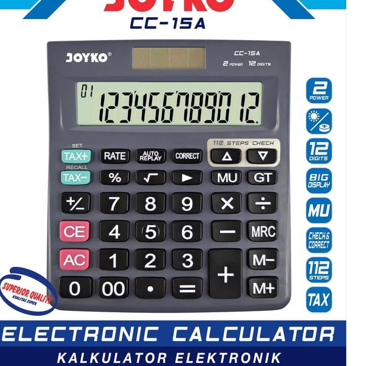 

Miliki Calculator Kalkulator Joyko CC-15A 12 Digits Check Correct Murah 로