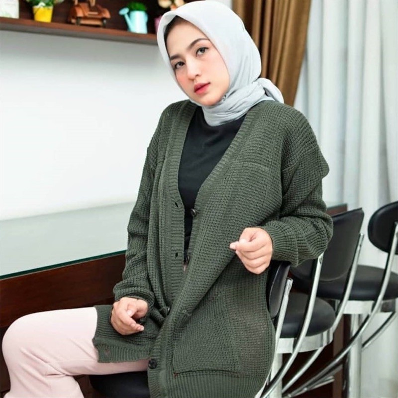 Cardigan Rajut Saku SHECKER l Pakaian Rajut Wanita l Cardigan Murah l Rajut Outwear #rajutmurahkeren