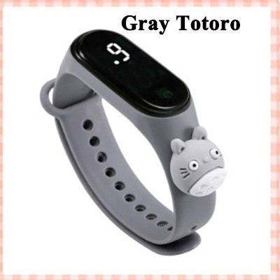 Jam Tangan LED Digital IP67 Anti Air Motif Kartun Anak Laki-laki Perempuan LED Minimalis Gelang-Gray Totoro