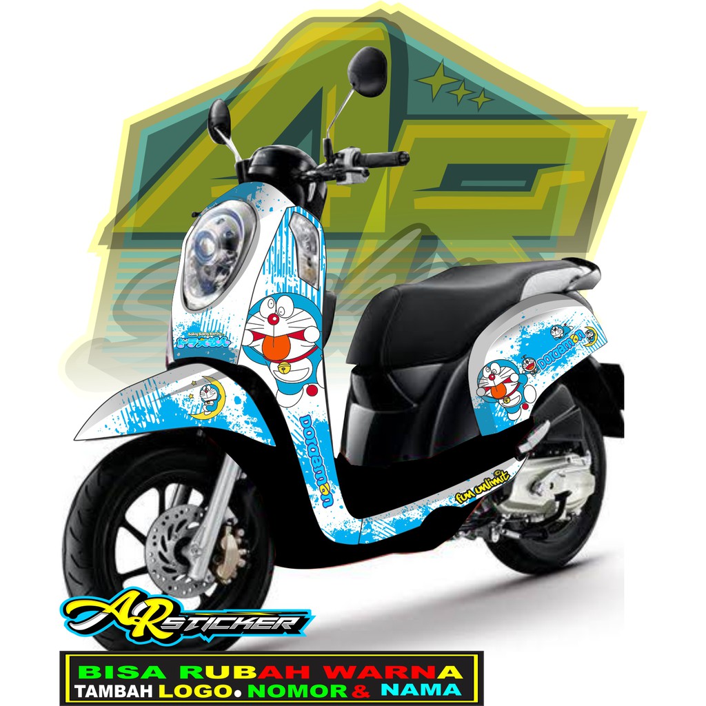 Decal scoopy  Scoopy full body Full Blok Decal Scopy Dekal Stiker Fi 2014 2015 2016 2017 DORAEMON