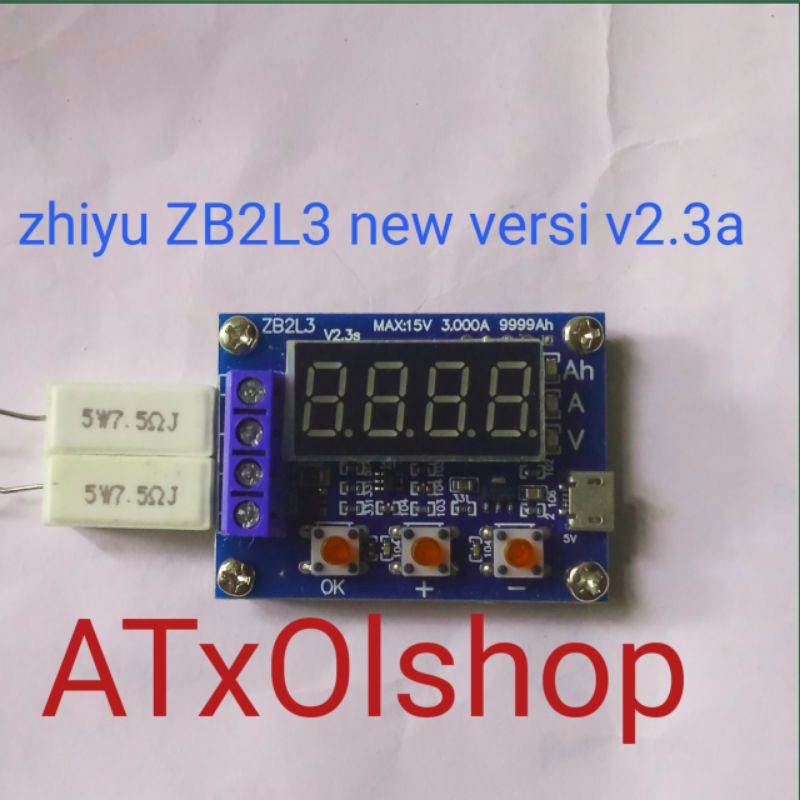 ZHIYU ZB2L3 BATERAI CAPACITY  METER VERSI TERBARU V2.3a DISCHARGE TESTER HW586 INCLUDE 2 RESISTOR