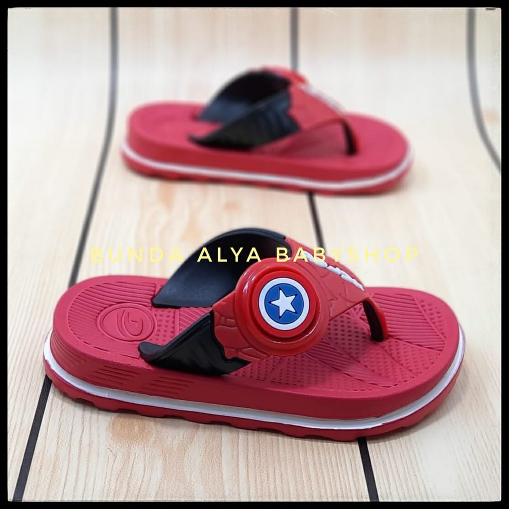 Sendal Anak Laki Laki Jepit Usia 6 7 Tahun Karet Motif Star - Sandal Jepit Anak Cowok Karet Anti Licin MERAH Size 30 -35