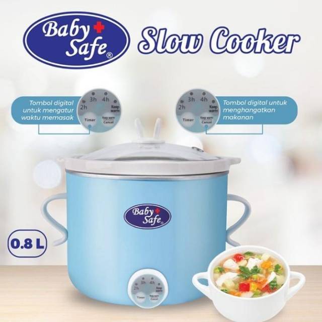 Baby Safe Slow Cooker Biru Digital 0,8 Liter LB007