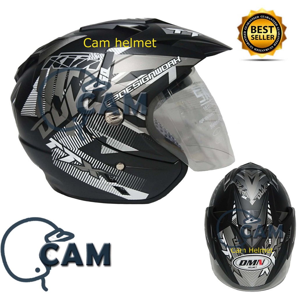  Helm  Motor  SNI 2 kaca double  visor  DMN Duke Black doff 