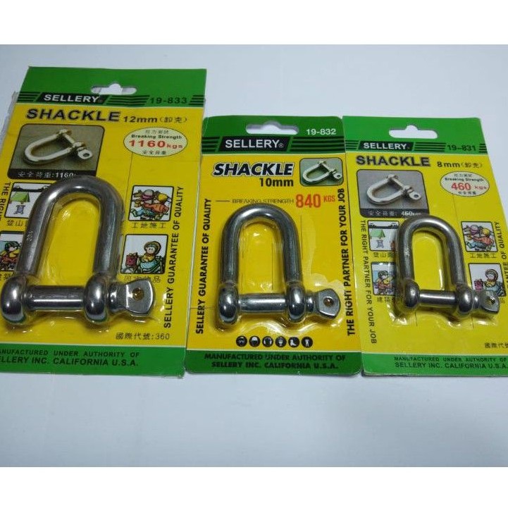 SHACKLE 10MM / SEGEL D/ SAMBUNGAN SELING/ KONEKTOR SELING