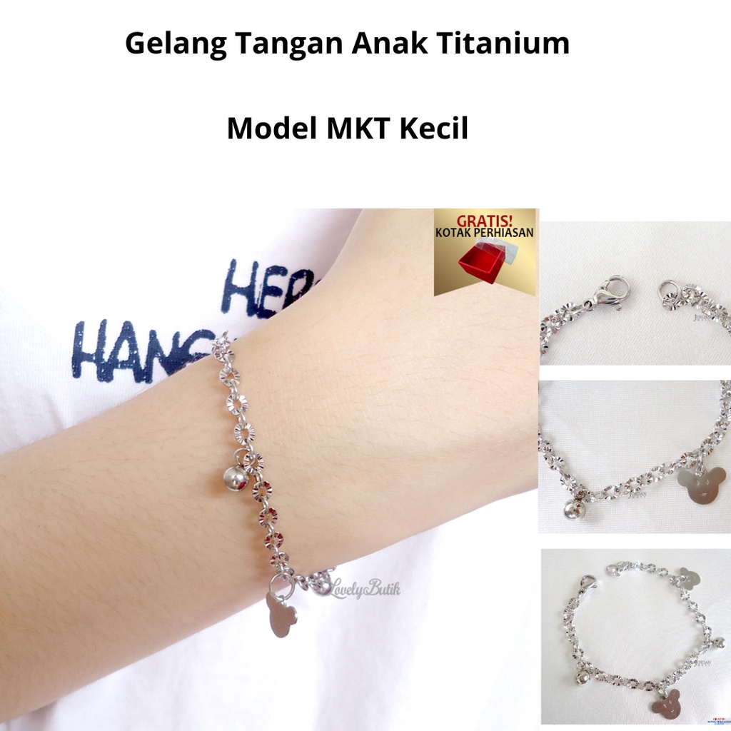 Lovelybutik Gelang Anak Perempuan Titanium Asli Anti Karat Model Terbaru Gelang Tangan Anak Lucu Hadiah Gratis Tempat Perhiasan