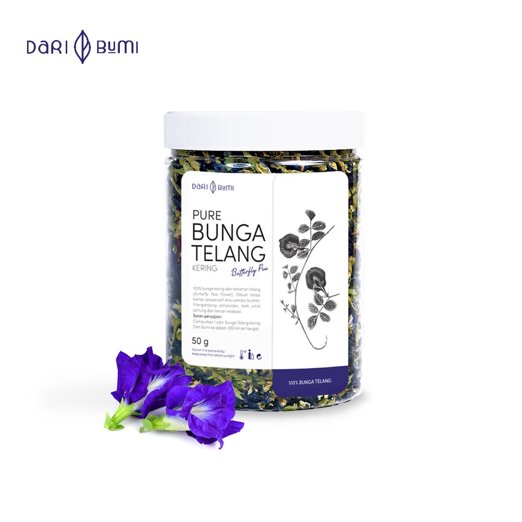 Teh Bunga Telang Kering 50 gr daribumi Butterfly Pea Teh Herbal