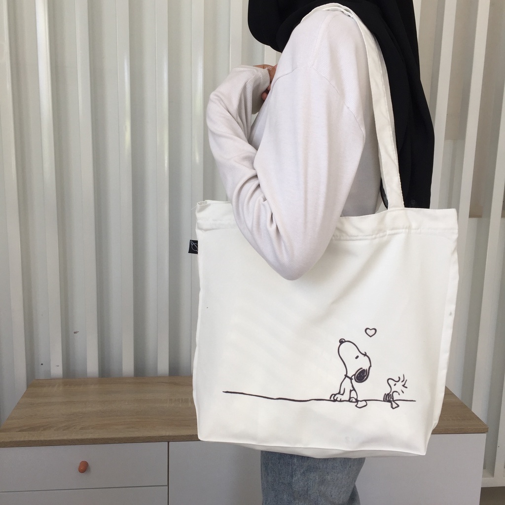 Tote bag &amp; Pouch Snoopy White