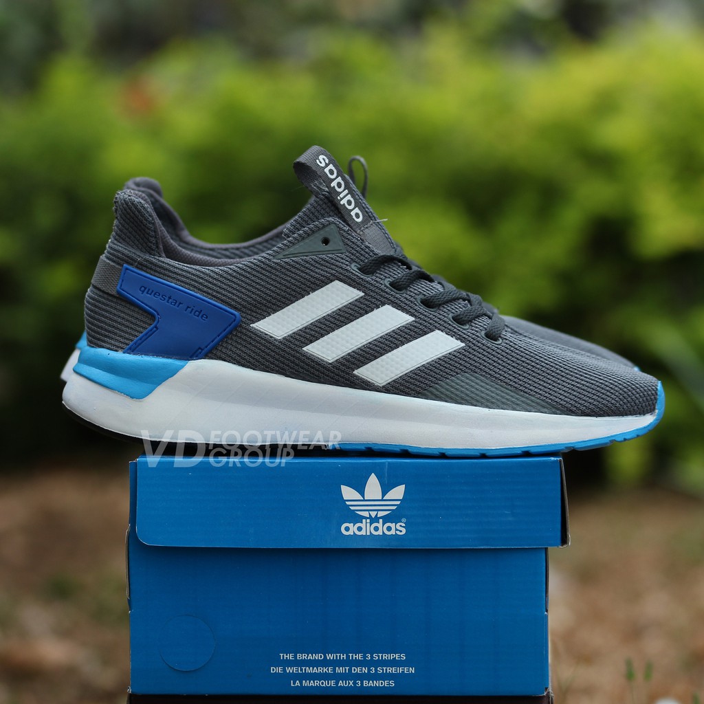  Sepatu Adidas Questar Ride  Black White Hitam Putih Import 