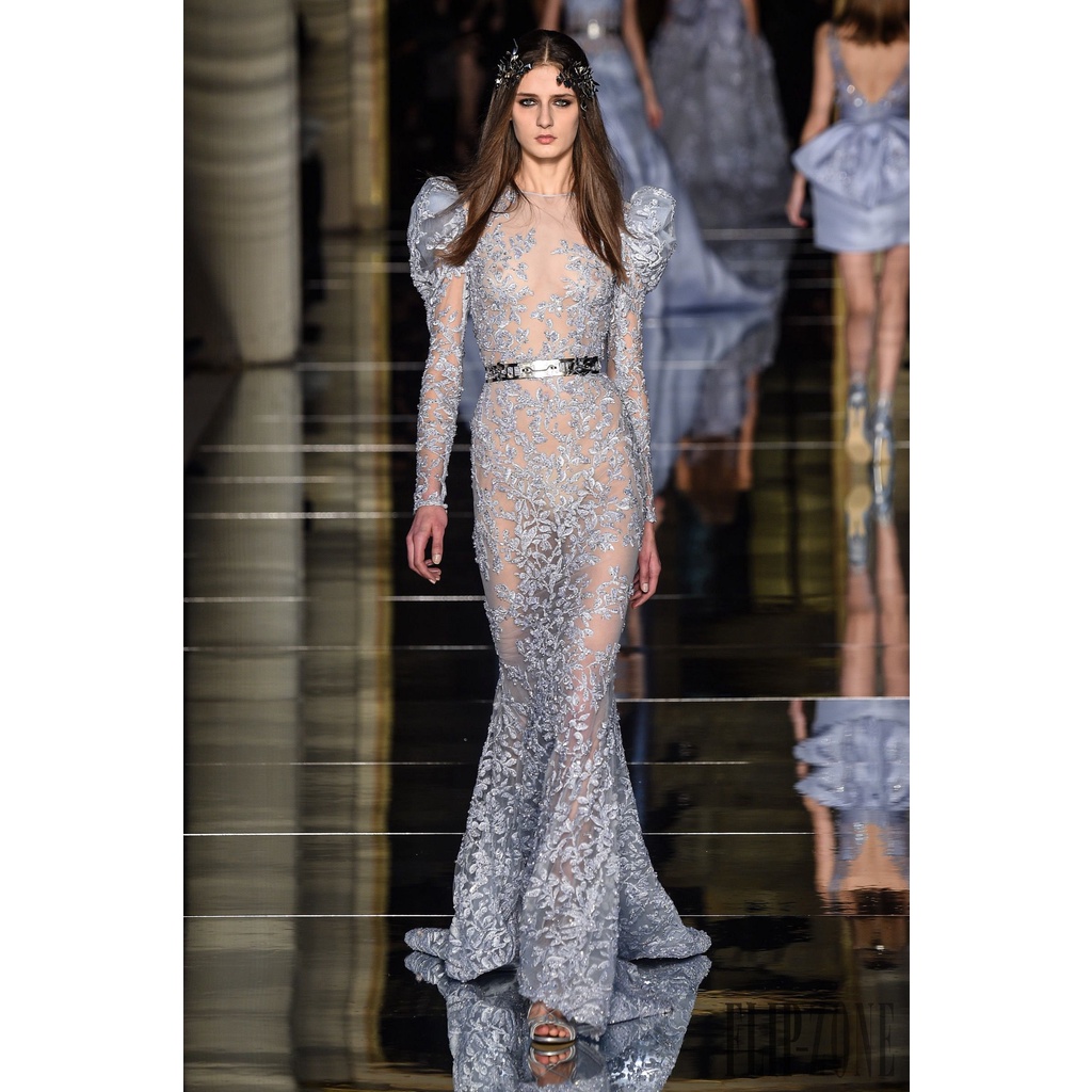 SOLANI Kustom Zuhair Murad Gaun Malam Ramping Fashion Elegan Pesta Perjamuan Lengan Panjang Fishtail