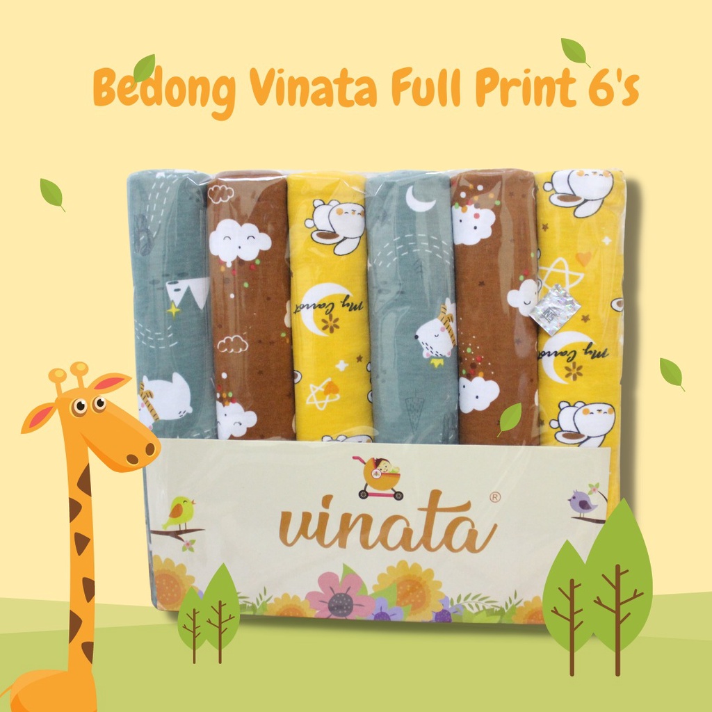 BEDONG BAYI VINATA FULL PRINT ISI 6 BAHAN LEMBUT DAN HALUS