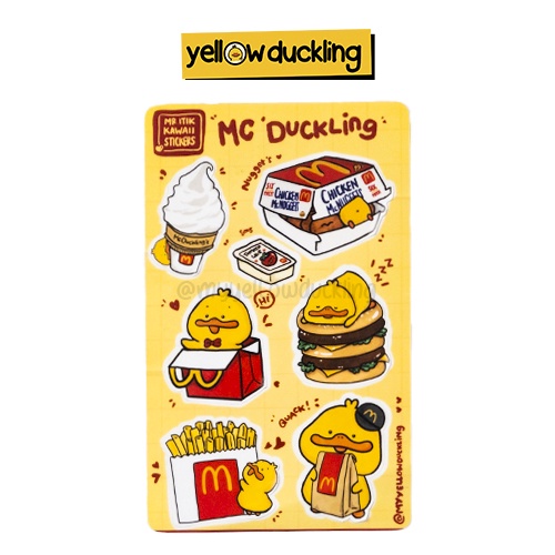 

STICKERS - ITIK MCDUCKLING EDITION STICKER SET - STIKER ITIK HEPIMIL ES KRIM KENTANG BURGER NUGGER MEKDI BAHAGIA - YELLOW DUCKLING HANDDRAWN FASTFOOD MR ITIK - LIMITED EDITION - JURNAL STUDYGRAM DOFF MATTE FINISH WATERPROOF