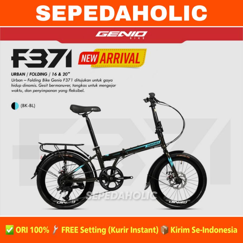 Sepeda Lipat 16 & 20 Inch GENIO F371 F-371 F 371 Boncengan Rem Cakram 7 Speed BY UNITED
