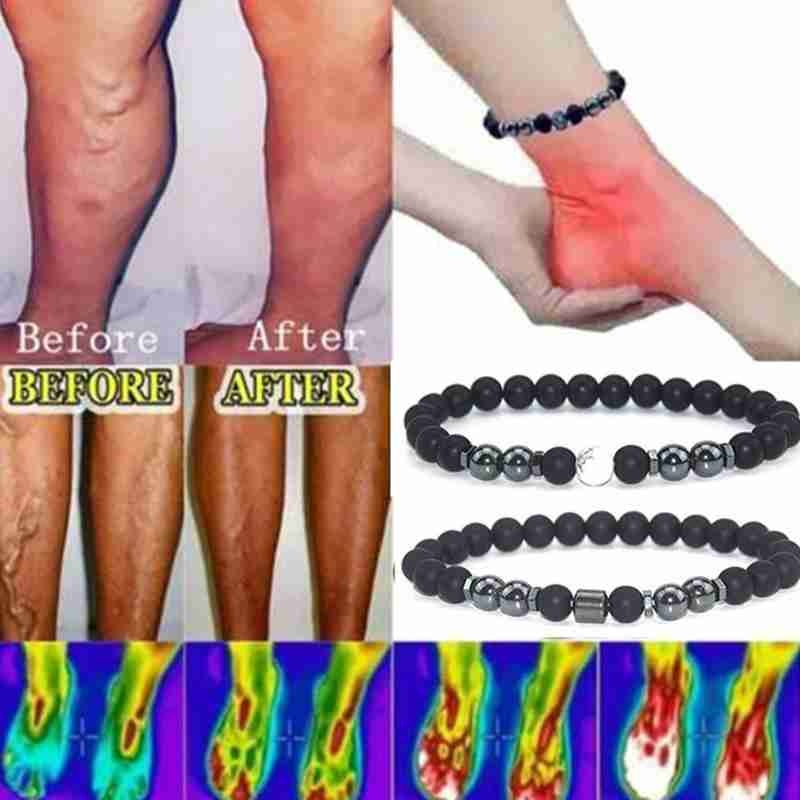 Gelang Kaki Magnet Adjustable Bahan Obsidian Warna Hitam Untuk Menurunkan Berat Badan