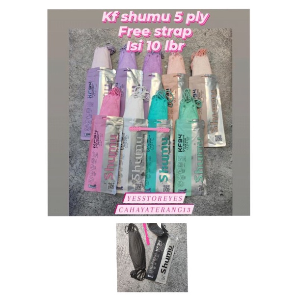 READY KF SHUMU 5 PLY YA INI BUKAN 4 PLY KF94 WARNA WARNI ISI 10 LBR FREE STRAP ATAU PENGAIT MASKER UTK HIJAB