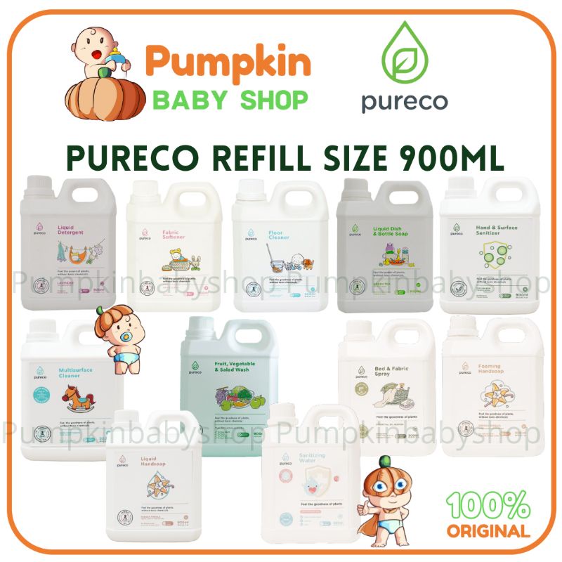 PURECO Refill 900ml- Pureco Detergent-Pureco Fruit Vegetable Wash- Pureco Handsoap