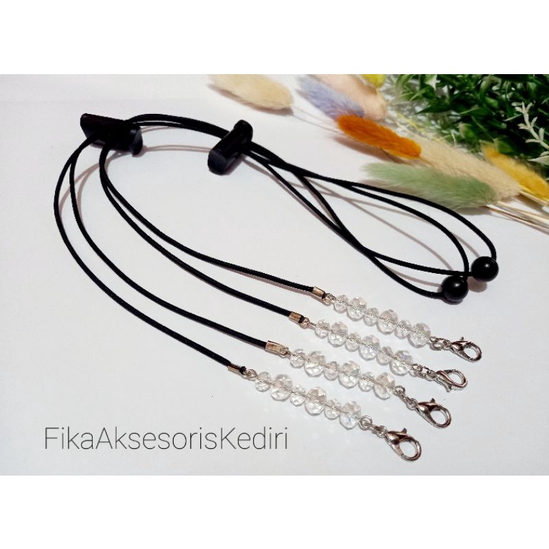 strap maske2 in1 / strap masker mutiara cristal / pengait masker