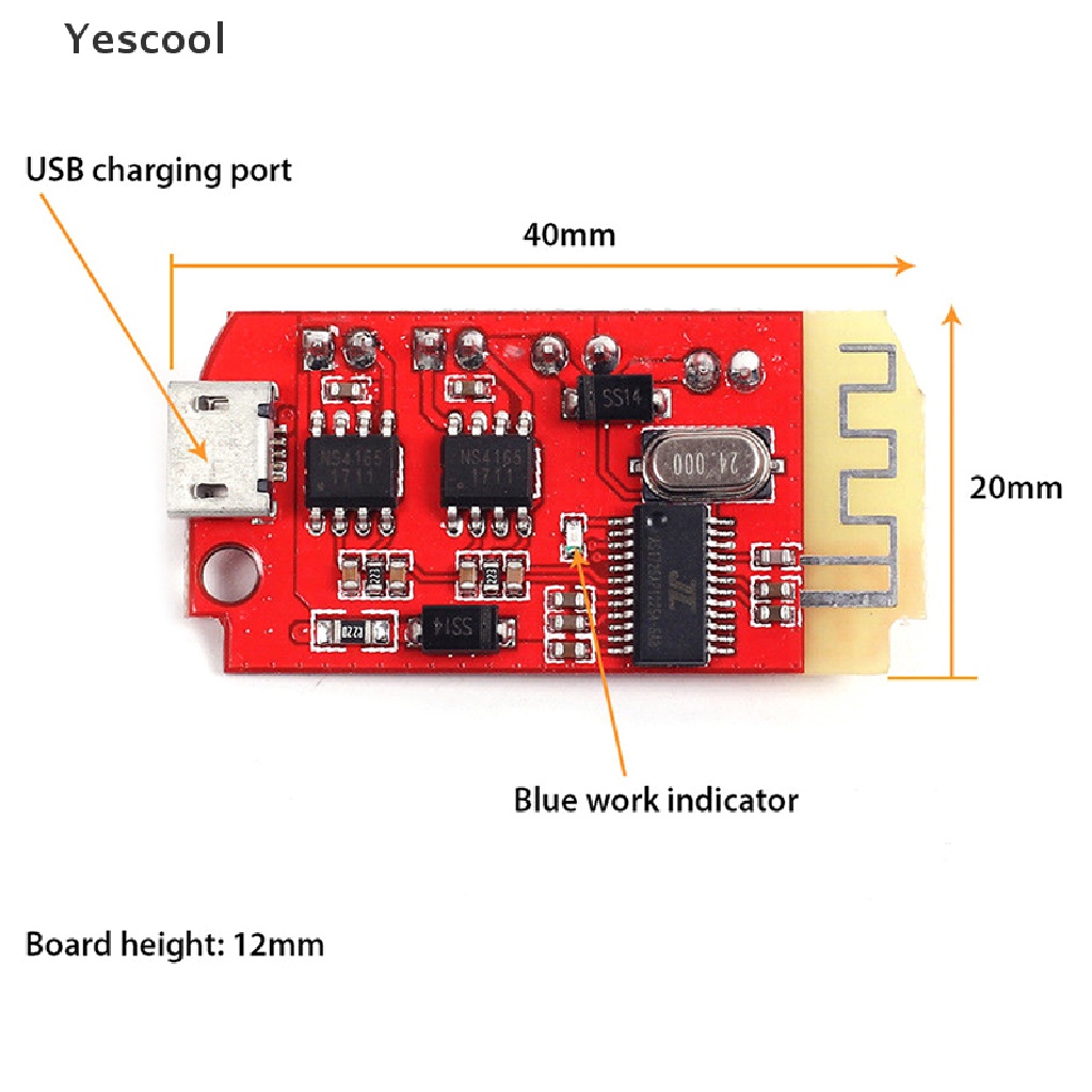 Yescool Modul power amplifier stereo bluetooth 5W + 5W CT14 micro 4.2 Dengan port Charger