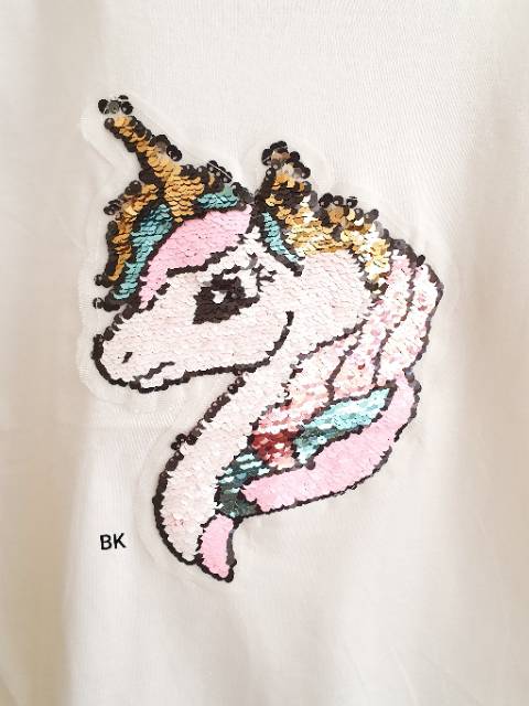 KAOS IMPORT SEQUIN SUNSHINE UNICORN FLIP / KAOS LED SEQUIN FLIP GANTI WARNA IMPORT TEBAL BAGUS