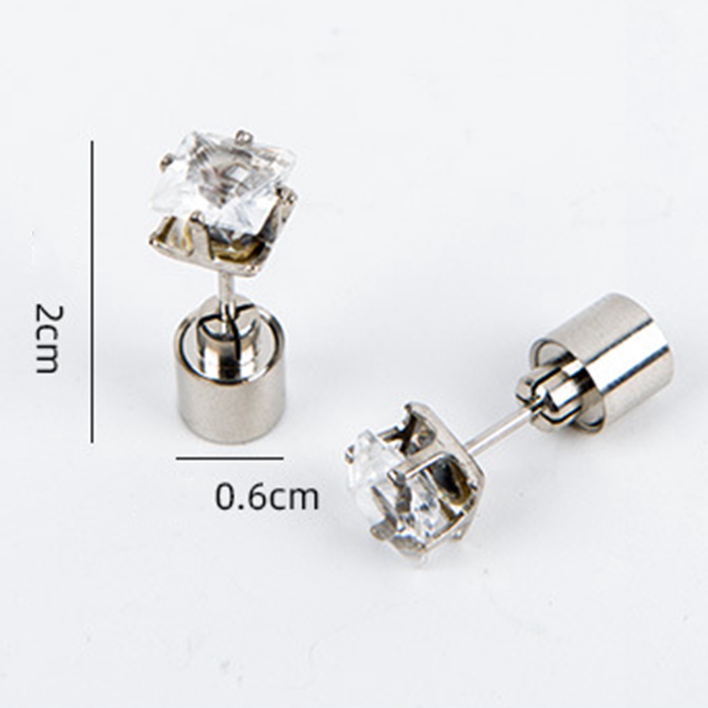 Hu Hu Hu Hu Hu Alat Bantu Pasang Kacamata♡ 1 Pc Anting Stud Cubic Zirconia LED Bentuk Persegi Luminous Untuk Wanita