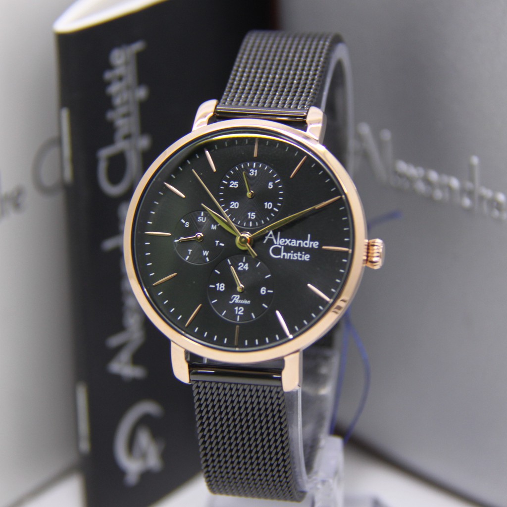 ALEXANDRE CHRISTIE 2916 BLACK ROSEGOLD WANITA ORIGINAL AC2916 AC 2916 JAM TANGAN CEWEK ARLOJI CEWEK