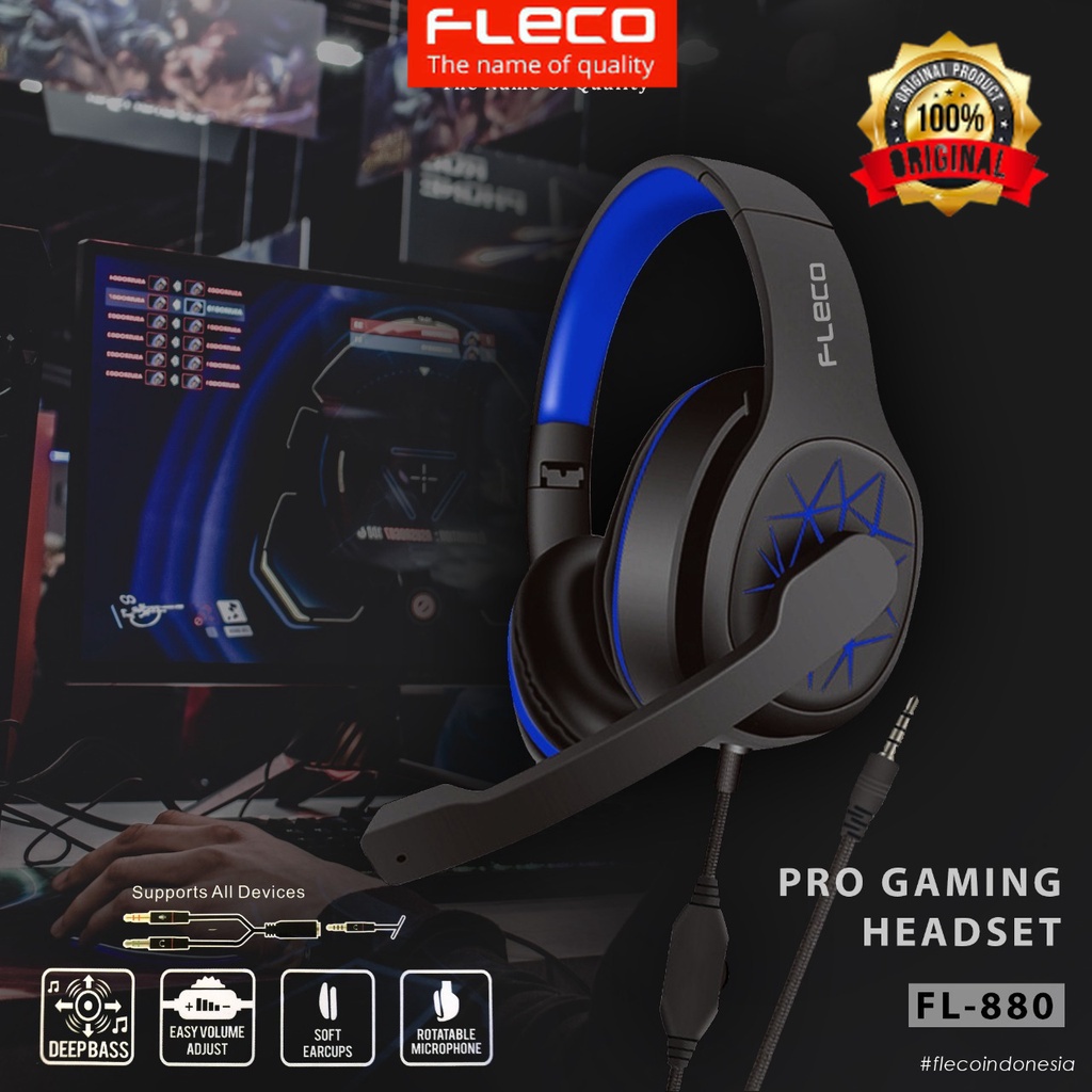 HANDSFREE BANDO GAMMING FLECO FL-880 ORIGINAL Mega bass / Headset / Headphone [Earphone Universal Sa