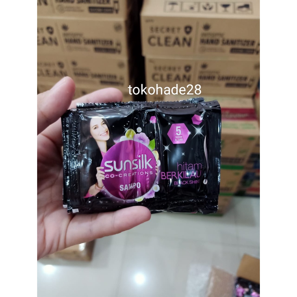 1 RENCENG SUNSILK Black Shine Shampo Kemasan Sachet